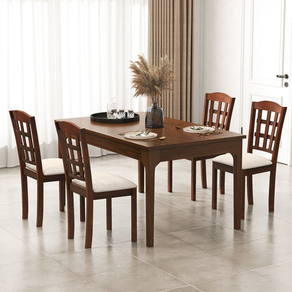 Ergonomic Rubber Wood Dining Chairs with Padded Linen Seat, Set of 2