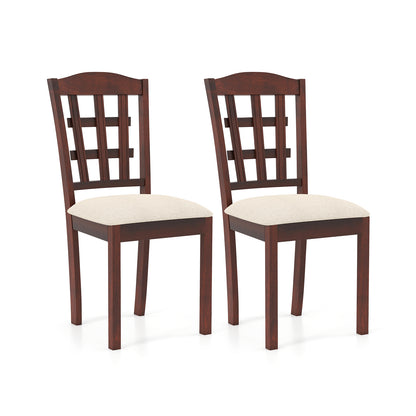 Ergonomic Rubber Wood Dining Chairs with Padded Linen Seat, Set of 2