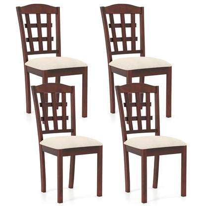 Ergonomic Rubber Wood Dining Chairs with Padded Linen Seat, Set of 2