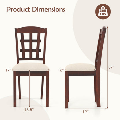 Ergonomic Rubber Wood Dining Chairs with Padded Linen Seat, Set of 2