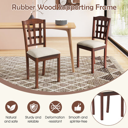 Ergonomic Rubber Wood Dining Chairs with Padded Linen Seat, Set of 2