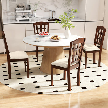Ergonomic Rubber Wood Dining Chairs with Padded Linen Seat, Set of 2