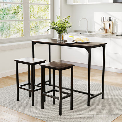 47.5 Inch Industrial Counter Height Dining Set with 2 Bar Stools Grey Finish