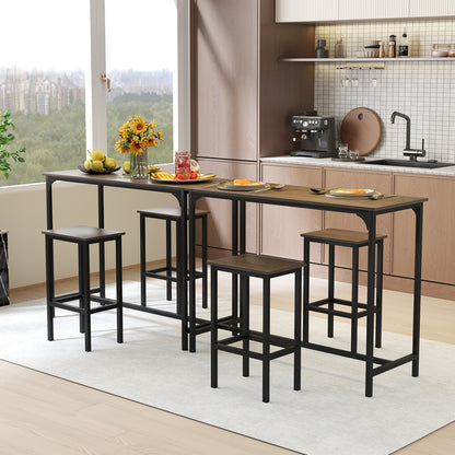 47.5 Inch Industrial Counter Height Dining Set with 2 Bar Stools Grey Finish