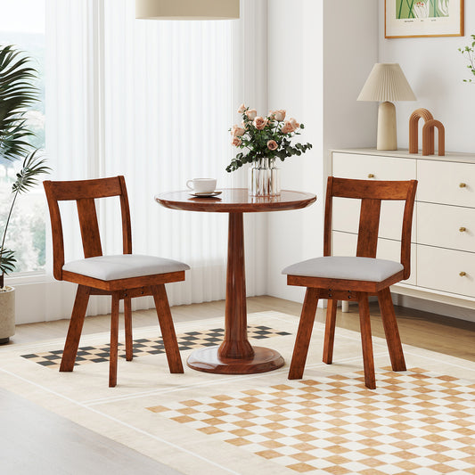 360 Degree Swivel Dining Chairs with Durable Rubber Wood Frame Set of 2