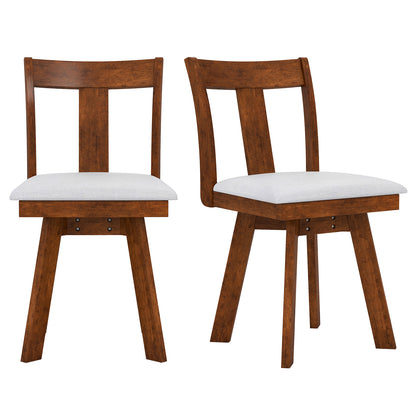 360 Degree Swivel Dining Chairs with Durable Rubber Wood Frame Set of 2