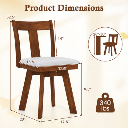 360 Degree Swivel Dining Chairs with Durable Rubber Wood Frame Set of 2