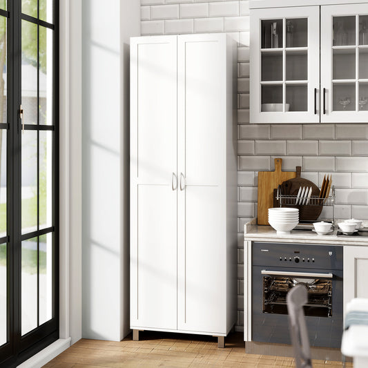 Tall Freestanding Storage Cabinet with Adjustable Shelves and Double Doors 73.5 Inch