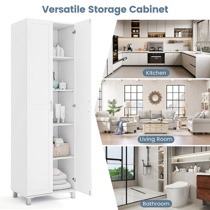 Tall Freestanding Storage Cabinet with Adjustable Shelves and Double Doors 73.5 Inch