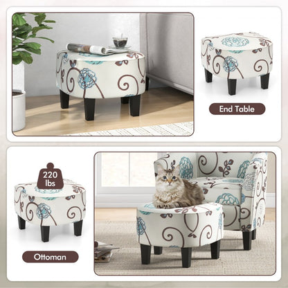 Contemporary Accent Chair with Ottoman and Cushioned Seat in Soft Fabric