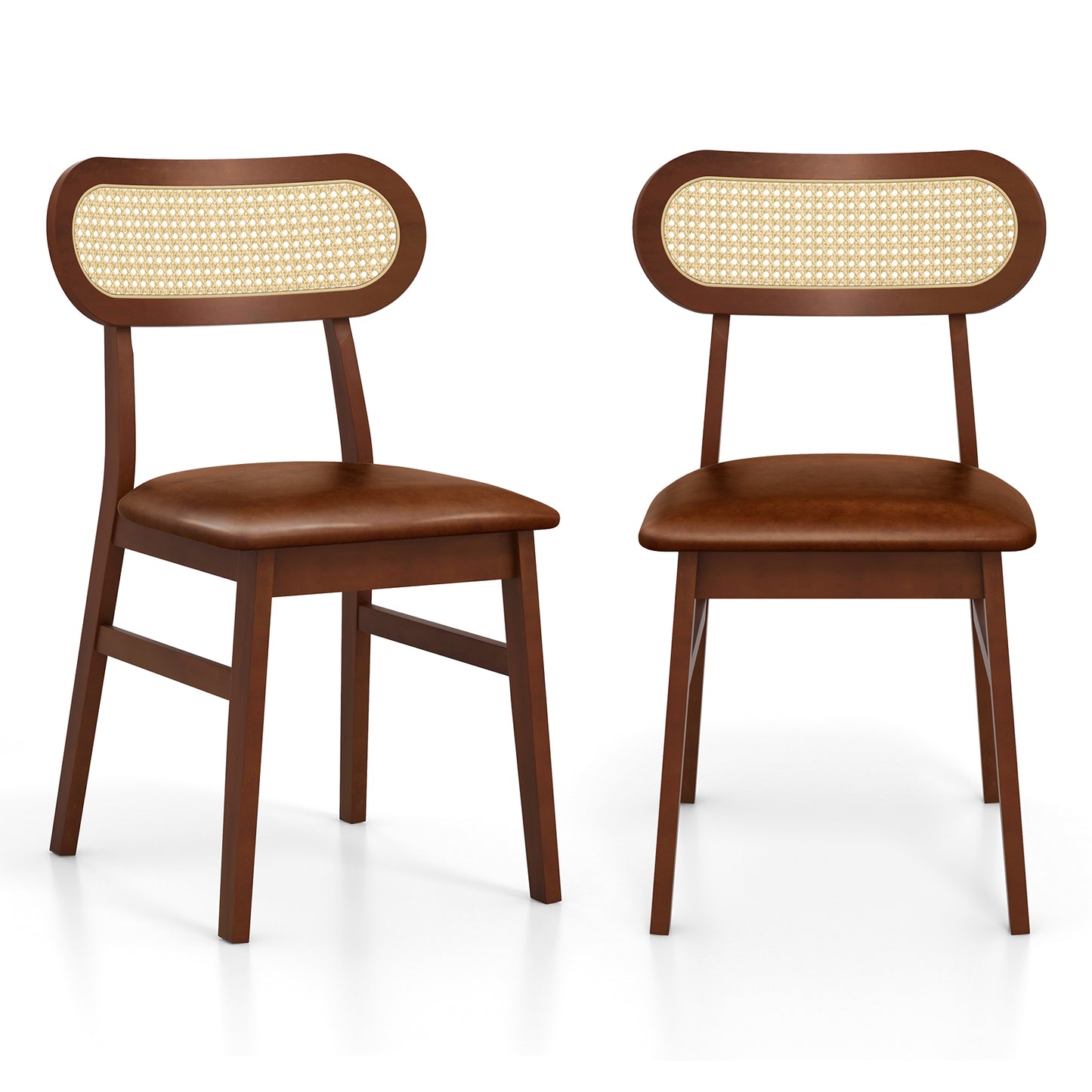 Set of 2 Mid Century Modern Wooden Dining Chairs for Indoor Use – Coffee Finish