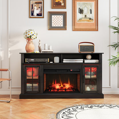 Electric Fireplace TV Console with Thermostat and Remote for TVs up to 50 Inch - Black