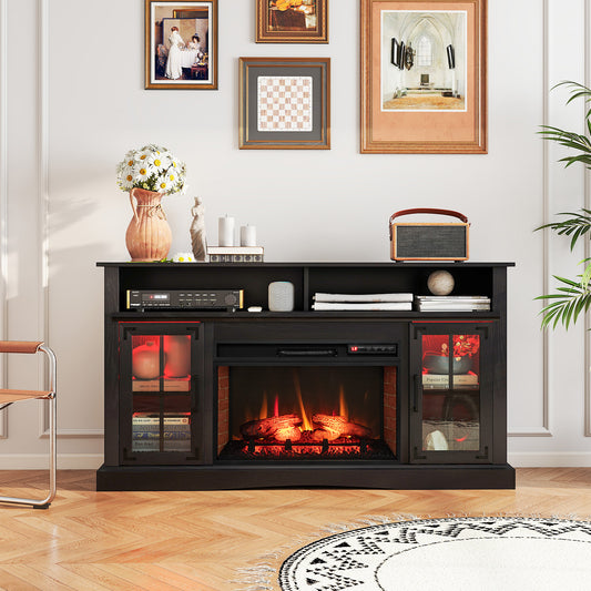 Electric Fireplace TV Console with Thermostat and Remote for TVs up to 50 Inch - Black