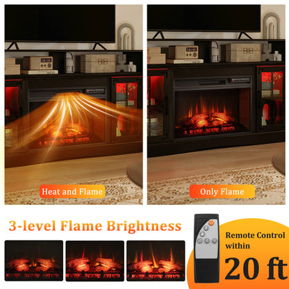 Electric Fireplace TV Console with Thermostat and Remote for TVs up to 50 Inch - Black