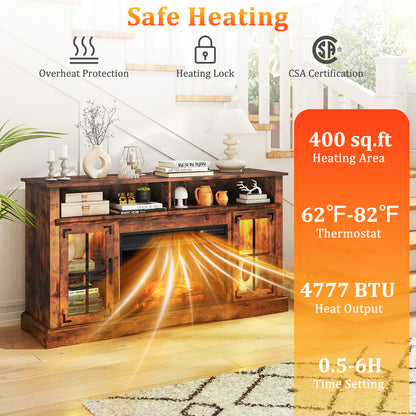 Electric Fireplace TV Console with Thermostat and Remote for TVs up to 50 Inch - Rustic Brown