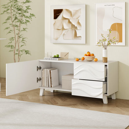 Mid-Century TV Stand with Storage Cabinet and Dual Drawers for TVs up to 44 Inches