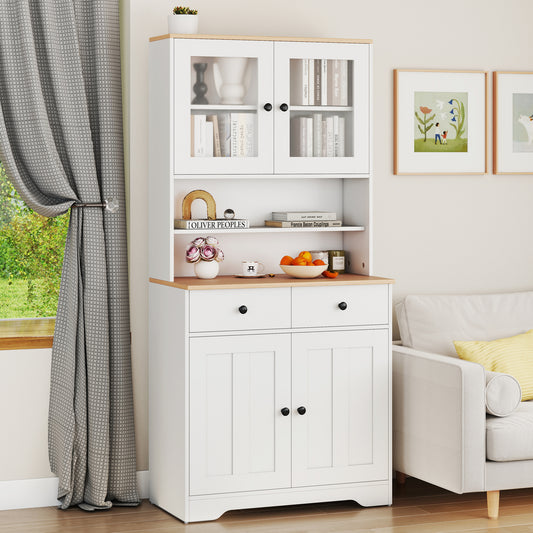 Kitchen Pantry Cabinet with Adjustable Shelves and Spacious Storage - White