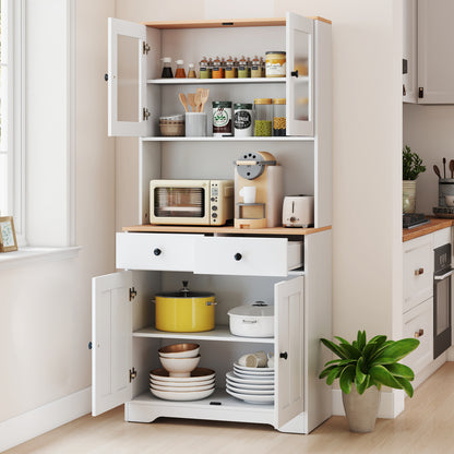 Kitchen Pantry Cabinet with Adjustable Shelves and Spacious Storage - White