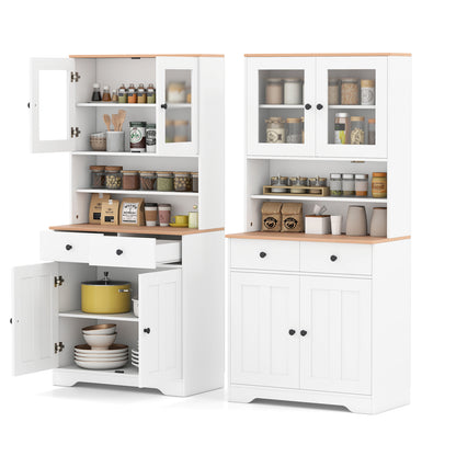 Kitchen Pantry Cabinet with Adjustable Shelves and Spacious Storage - White