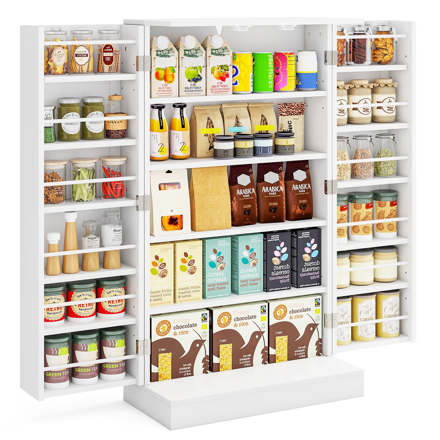 41 Inch Kitchen Pantry Cabinet with Adjustable Shelves and Double Doors for Organized Storage