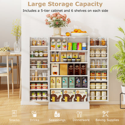 41 Inch Kitchen Pantry Cabinet with Adjustable Shelves and Double Doors for Organized Storage