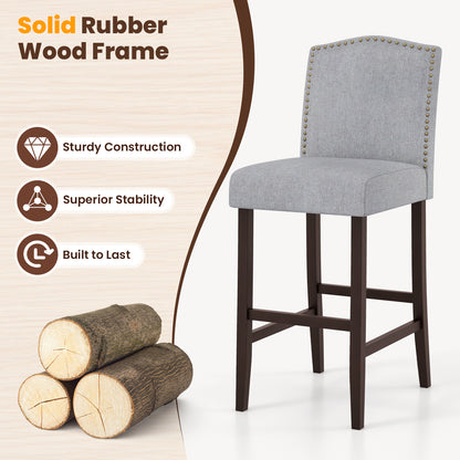 Set of 2 Elegant Bar Height Dining Stools with Thick Padded Cushion
