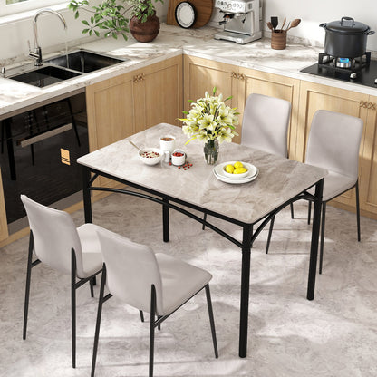 Durable Metal Frame Dining Table with Sleek Sintered Stone Top for 4 Seats