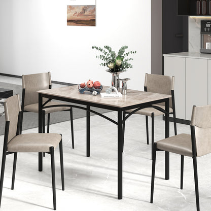 Durable Metal Frame Dining Table with Sleek Sintered Stone Top for 4 Seats