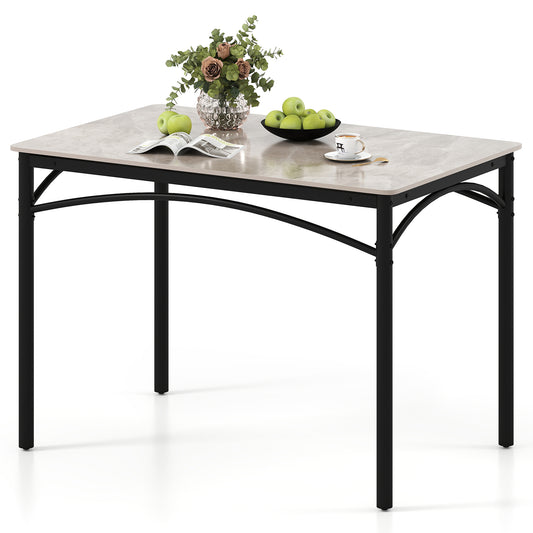 Durable Metal Frame Dining Table with Sleek Sintered Stone Top for 4 Seats