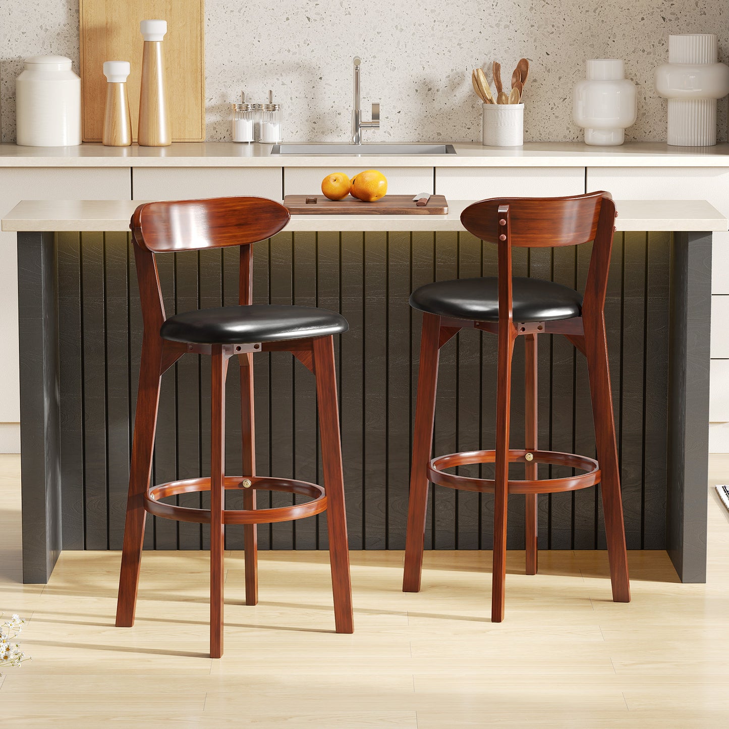 Modern Upholstered Armless Kitchen Island Dining Chairs with Cushioned Seat Set of 2 - 30.5 Inch Height