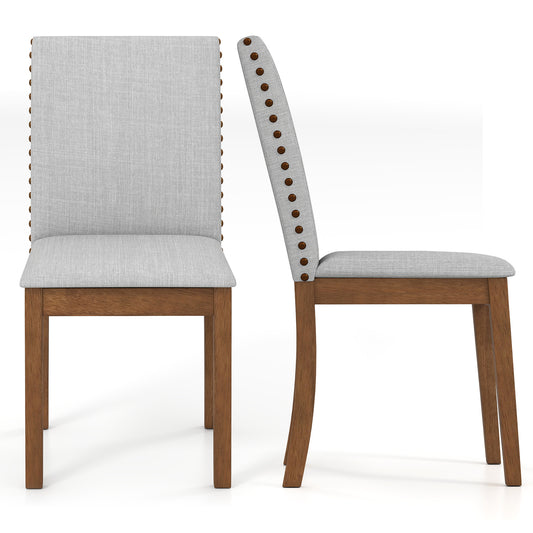 Set of 2 Upholstered Dining Chairs with Padded Seats for Living Room and Kitchen Comfort