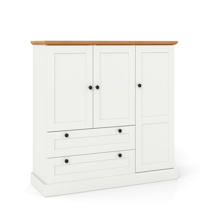 47.5 Inch Freestanding Kitchen Pantry Cabinet with Drawers and Doors, Farmhouse Storage Organizer