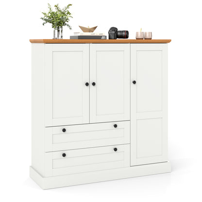 47.5 Inch Freestanding Kitchen Pantry Cabinet with Drawers and Doors, Farmhouse Storage Organizer