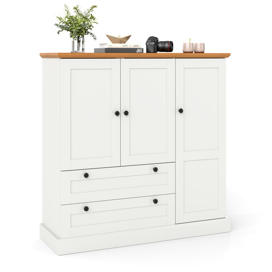 47.5 Inch Freestanding Kitchen Pantry Cabinet with Drawers and Doors, Farmhouse Storage Organizer