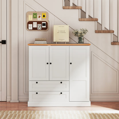 47.5 Inch Freestanding Kitchen Pantry Cabinet with Drawers and Doors, Farmhouse Storage Organizer