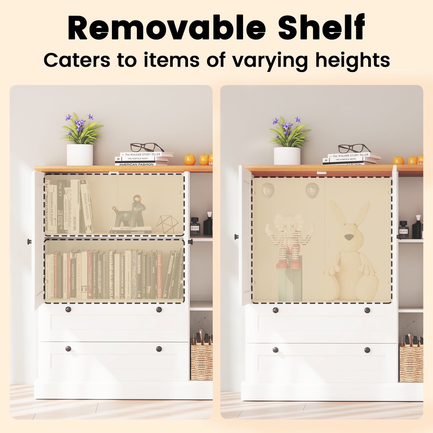 47.5 Inch Freestanding Kitchen Pantry Cabinet with Drawers and Doors, Farmhouse Storage Organizer