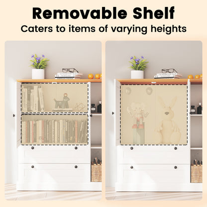 47.5 Inch Freestanding Kitchen Pantry Cabinet with Drawers and Doors, Farmhouse Storage Organizer