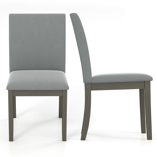 Velvet Upholstered Dining Chairs with High Backrest and Solid Rubber Wood Legs Set of 2