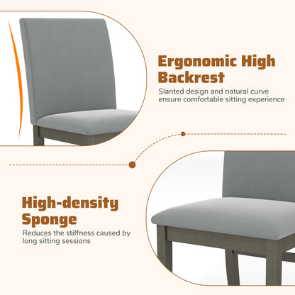Velvet Upholstered Dining Chairs with High Backrest and Solid Rubber Wood Legs Set of 2