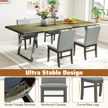 Velvet Upholstered Dining Chairs with High Backrest and Solid Rubber Wood Legs Set of 2