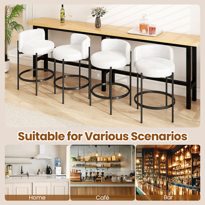 Boucle Counter Stools with Curved Backrest 24 Inch Set of 2