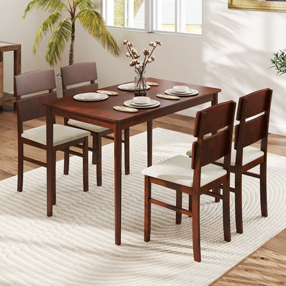 Elegant 5-Piece Dining Set for 4 with High Curved Back Chairs and Durable Table