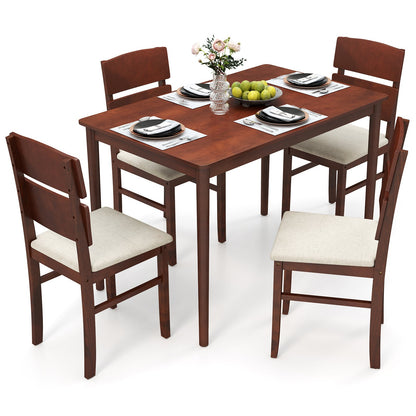 Elegant 5-Piece Dining Set for 4 with High Curved Back Chairs and Durable Table