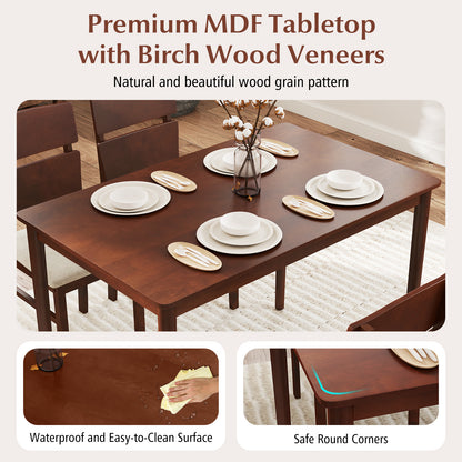 Elegant 5-Piece Dining Set for 4 with High Curved Back Chairs and Durable Table