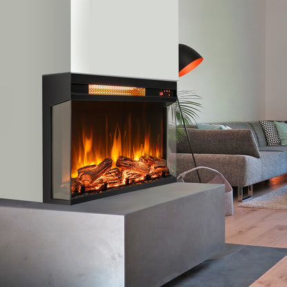 23 Inch 3-Sided Electric Fireplace Insert with 1500W Heater & Adjustable Settings