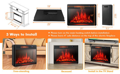 25 Inch Recessed Electric Fireplace Heater