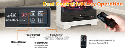 27" Freestanding Electric Fireplace with 3 Level Flame Effect & Adjustable Thermostat