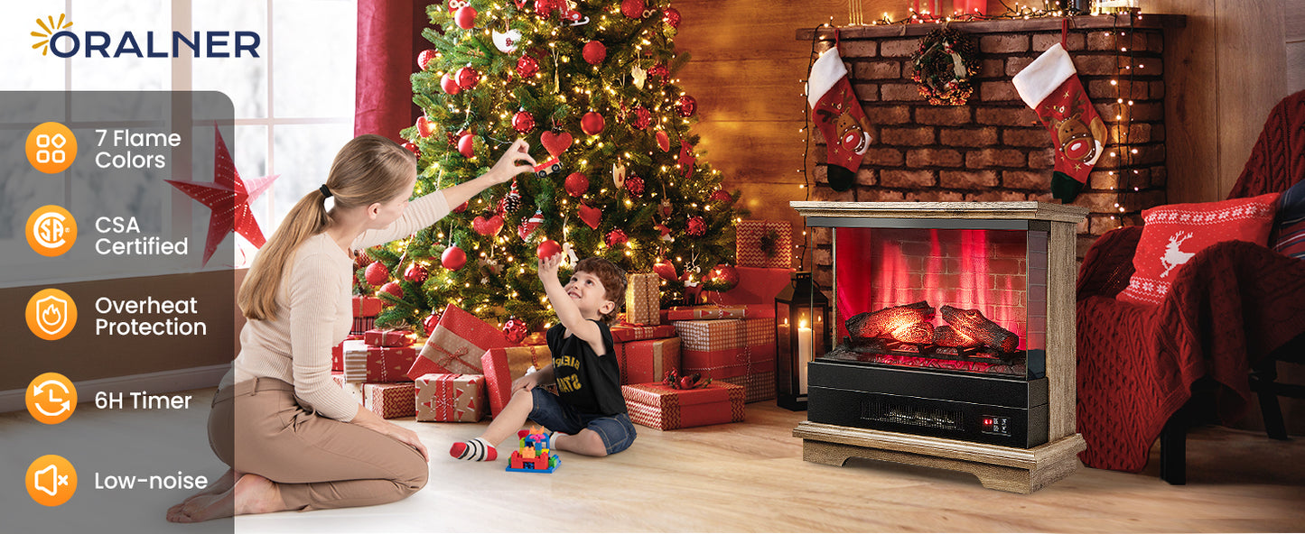 27 Inch Freestanding Electric Fireplace with Remote Control
