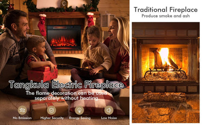 28 Inch Electric Fireplace Freestanding and Recessed with Remote Control