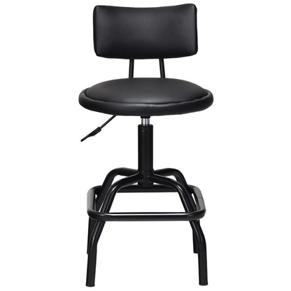 Adjustable Height Swivel Bar Stool with Vintage Style PU Leather Upholstery